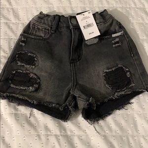 NWT black distressed jean shirt for girls size 4